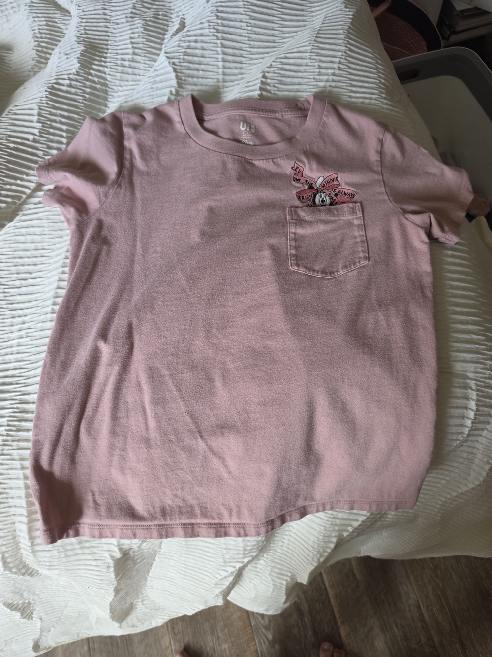 Uniqlo Pink Short Sleeve Pocket Tee with Embroidered Detail
